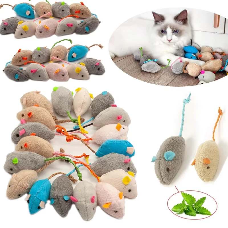 Catnip Interactive Plush Mouse - 5pcs Brinquedos de Rato com Chocalho