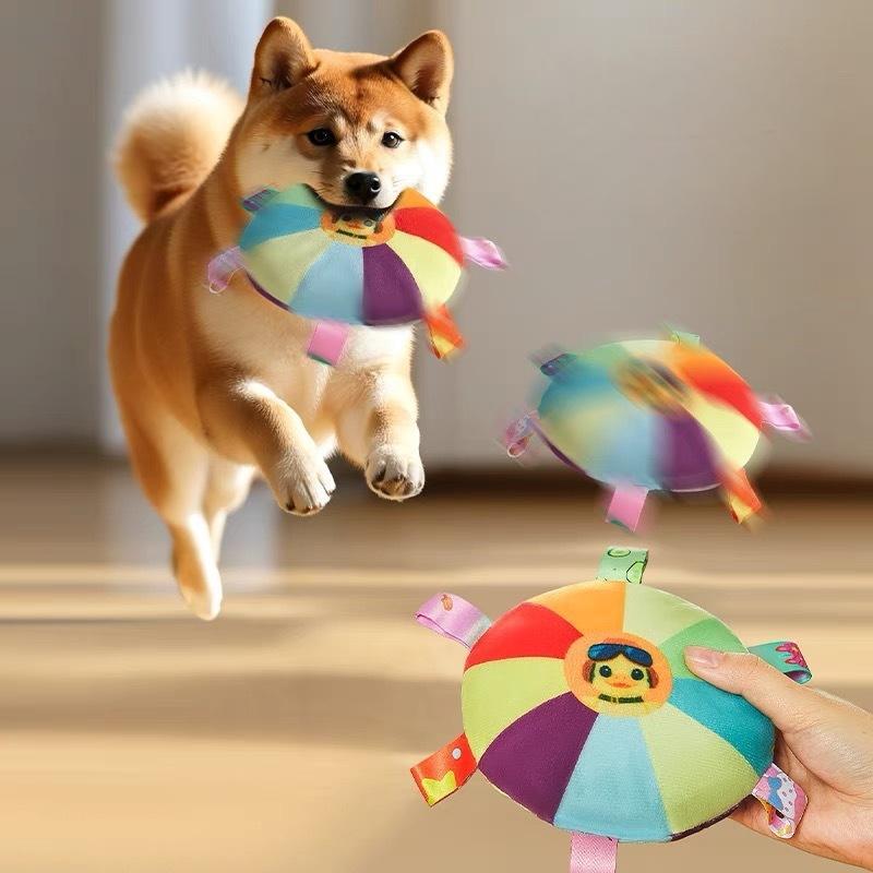Flying Disc Dog Training Toy - Brinquedo de Pelúcia Interativo para Cães: