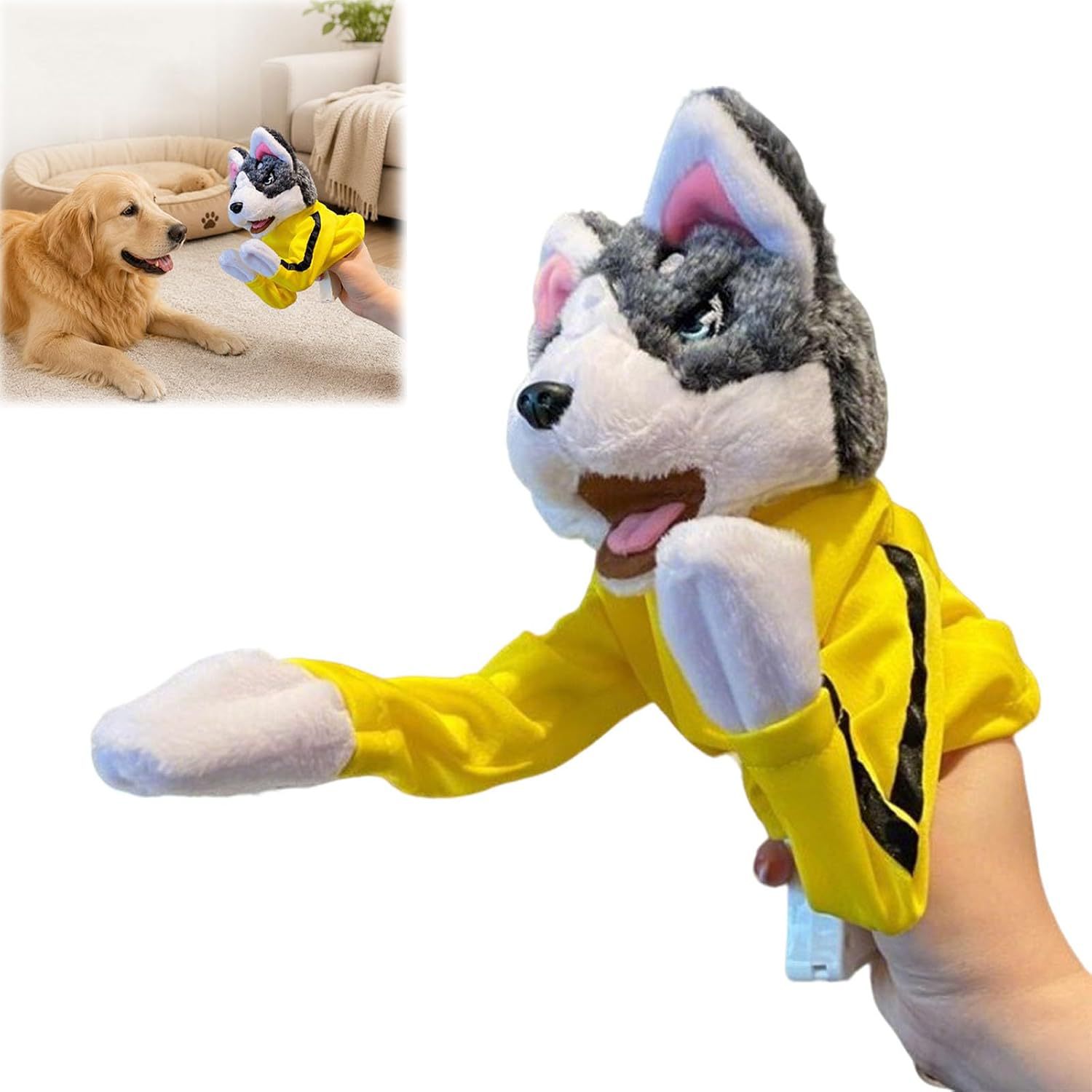 Interactive Squeaky Plush Dog Toy - Brinquedo Interativo de Pelúcia Husky Boxing,